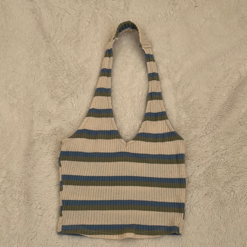 Sky and Sparrow halter top (cream, green, blue)